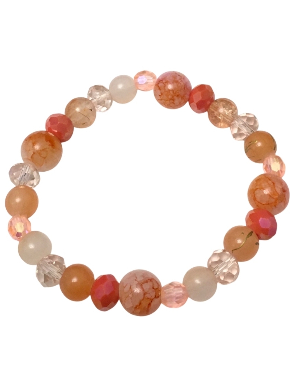 Peach Beaded Stretch Bracelet 2 🍑